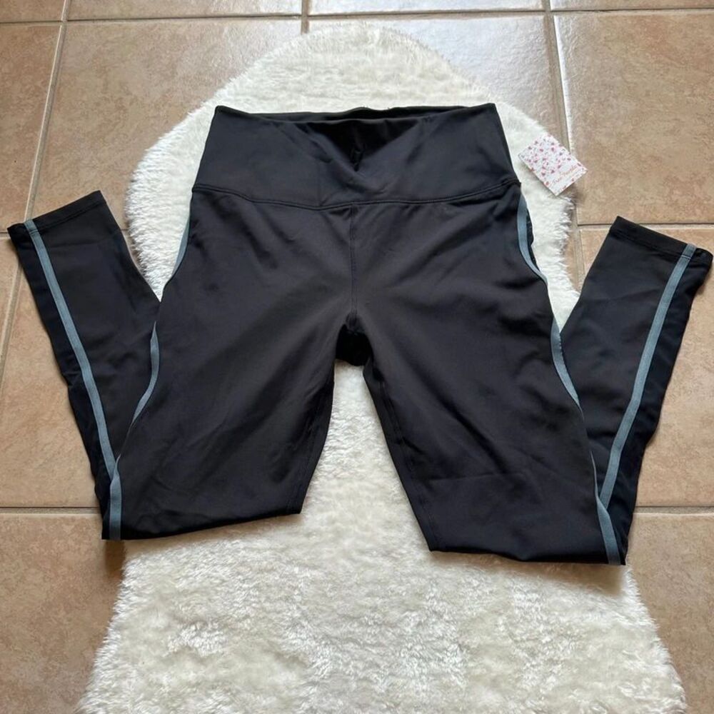 Free People Liza Active Leggings Sheer Mesh High Rise Black Size M